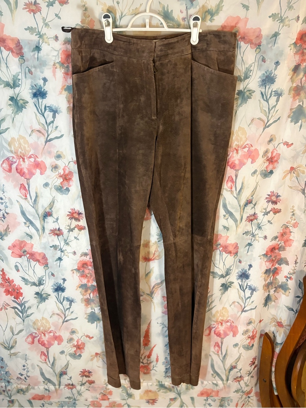 Vintage Brown Boot Cut Suede-Look Pants